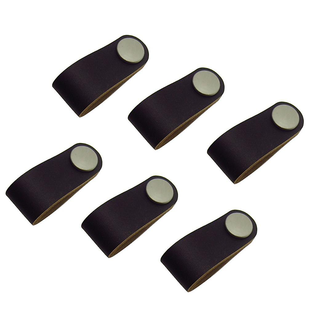 6x Handmade Leather Suitcase Handle Drawer Cabinet Leather Handle Pulls Knob