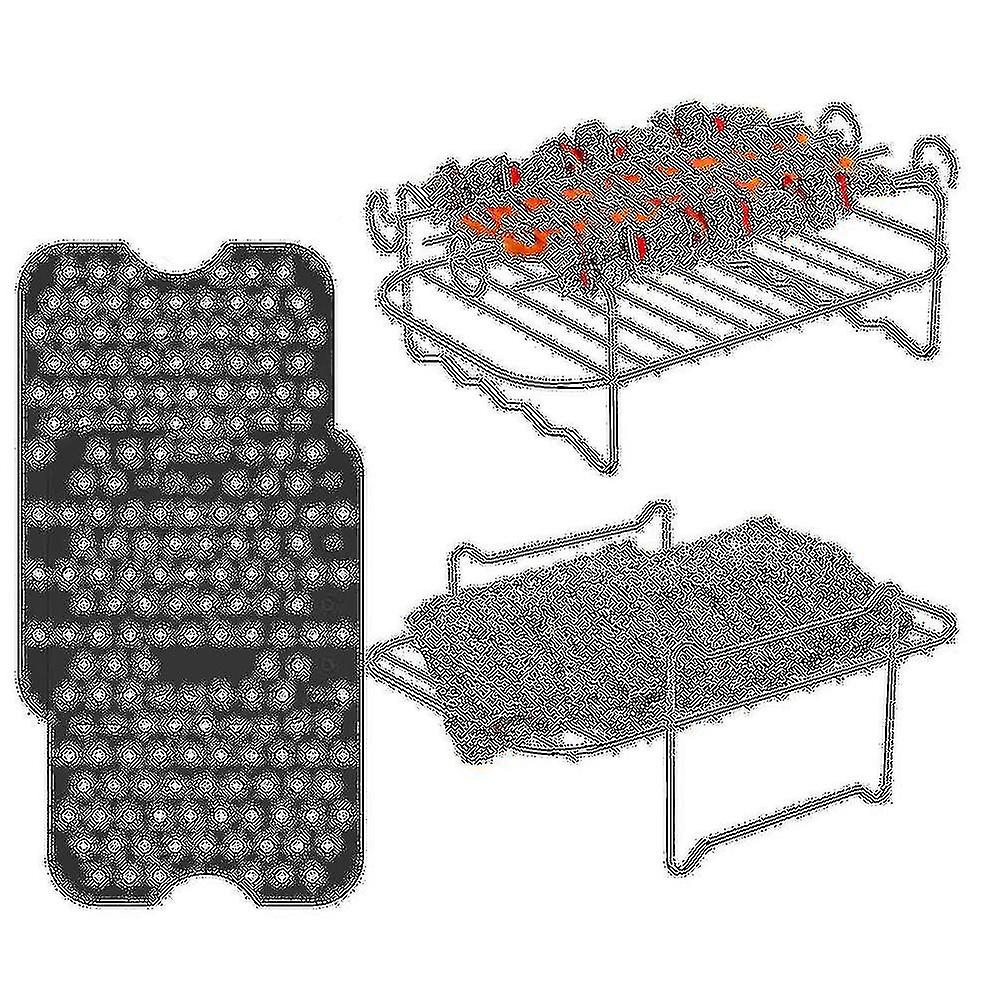 Rack, Double Layer Rack, Multi-purpose , Stainless Steel Grilling Rack With 4 Skewers