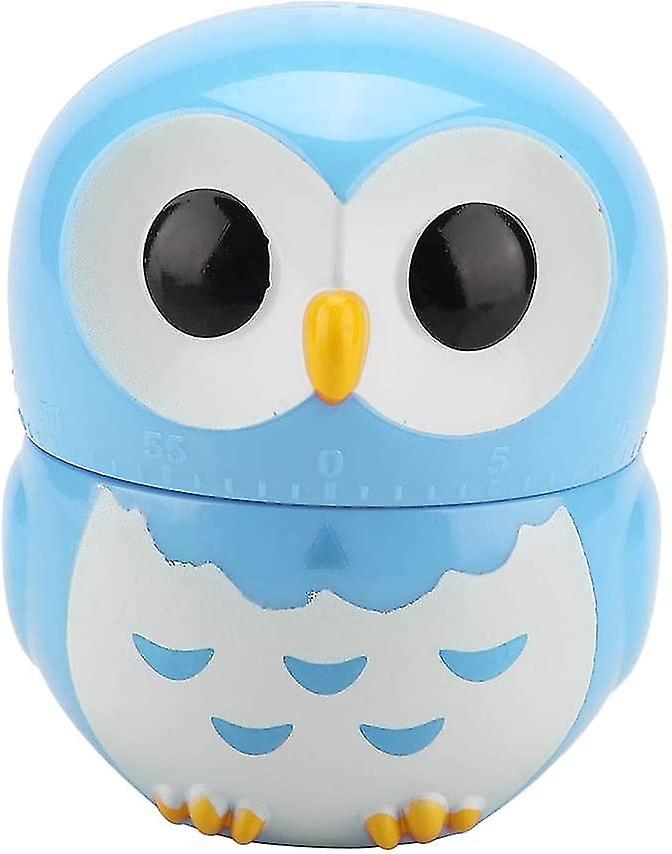 Kitchen Timer, Cute Owl Shape Manual Kitchen Timer (color : Blue)