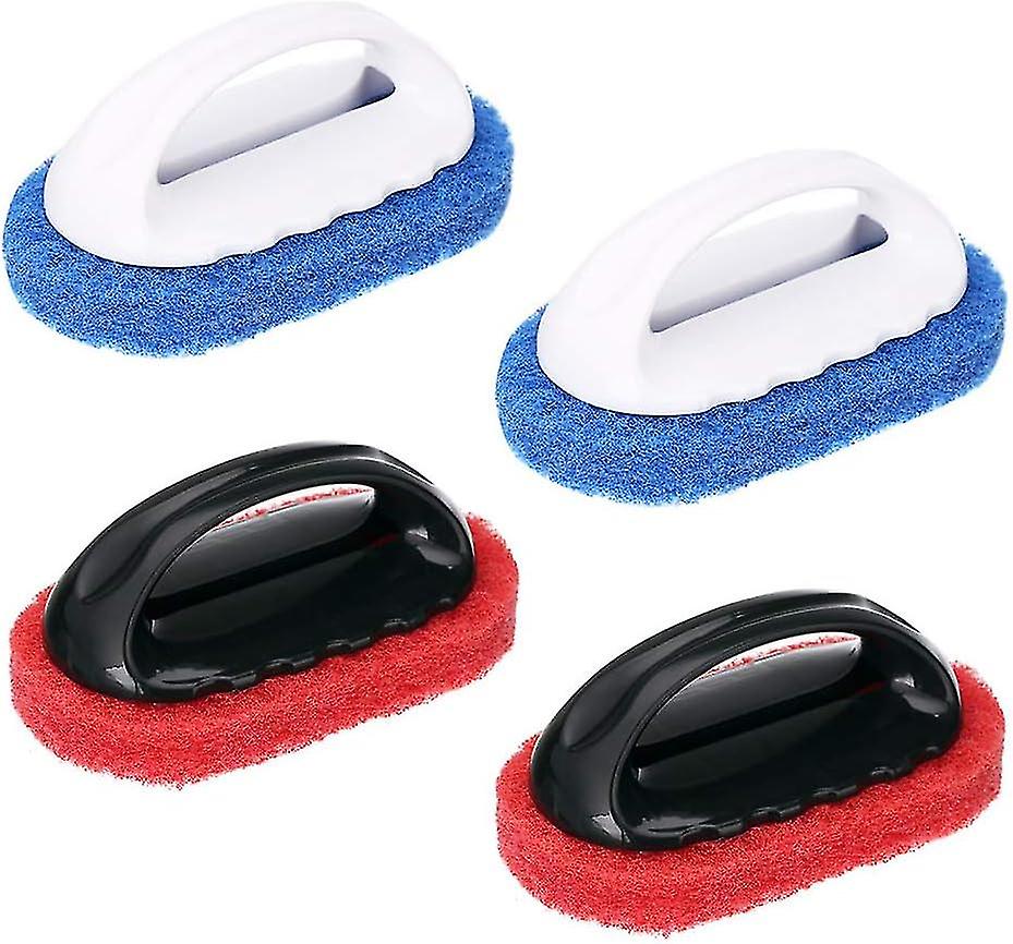 Decontamination Hard Bottom Sponge Cleaning Brush With Handle 4 Pieces