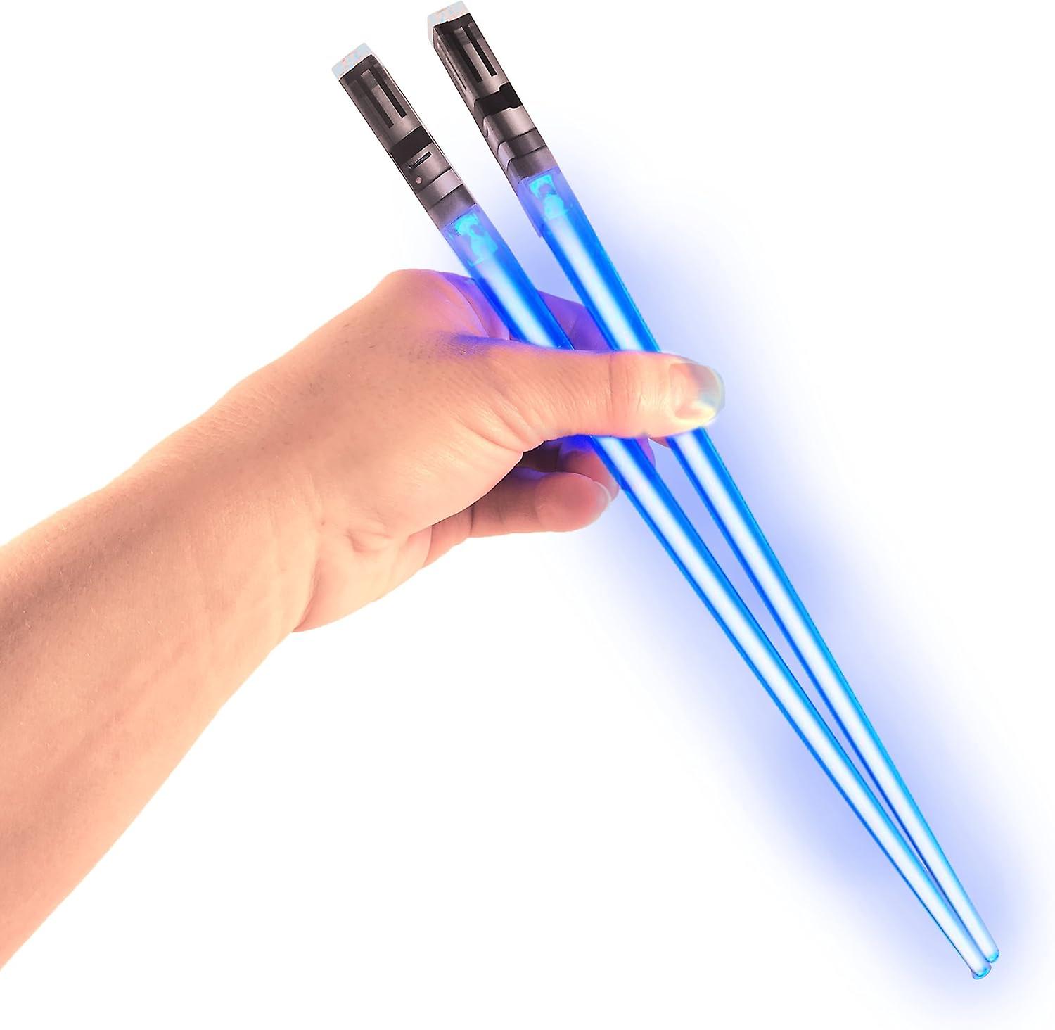 Lightsaber Chopsticks Light Up - Led Glowing Light Saber Star Wars Chop Sticks - Reusable Sushi Lightup Sabers Chopstick Set Of 1 Blue Pair