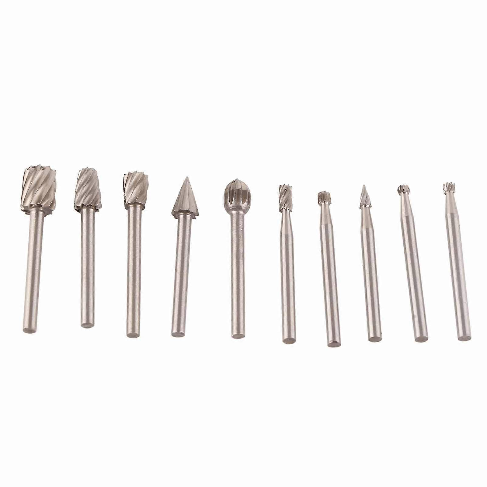 Rotary Burr Set, Rotary Files High Speed Steel Wood Carving Rasp for Power Tools Woodworking Engraving (10 Piece Set) HY208