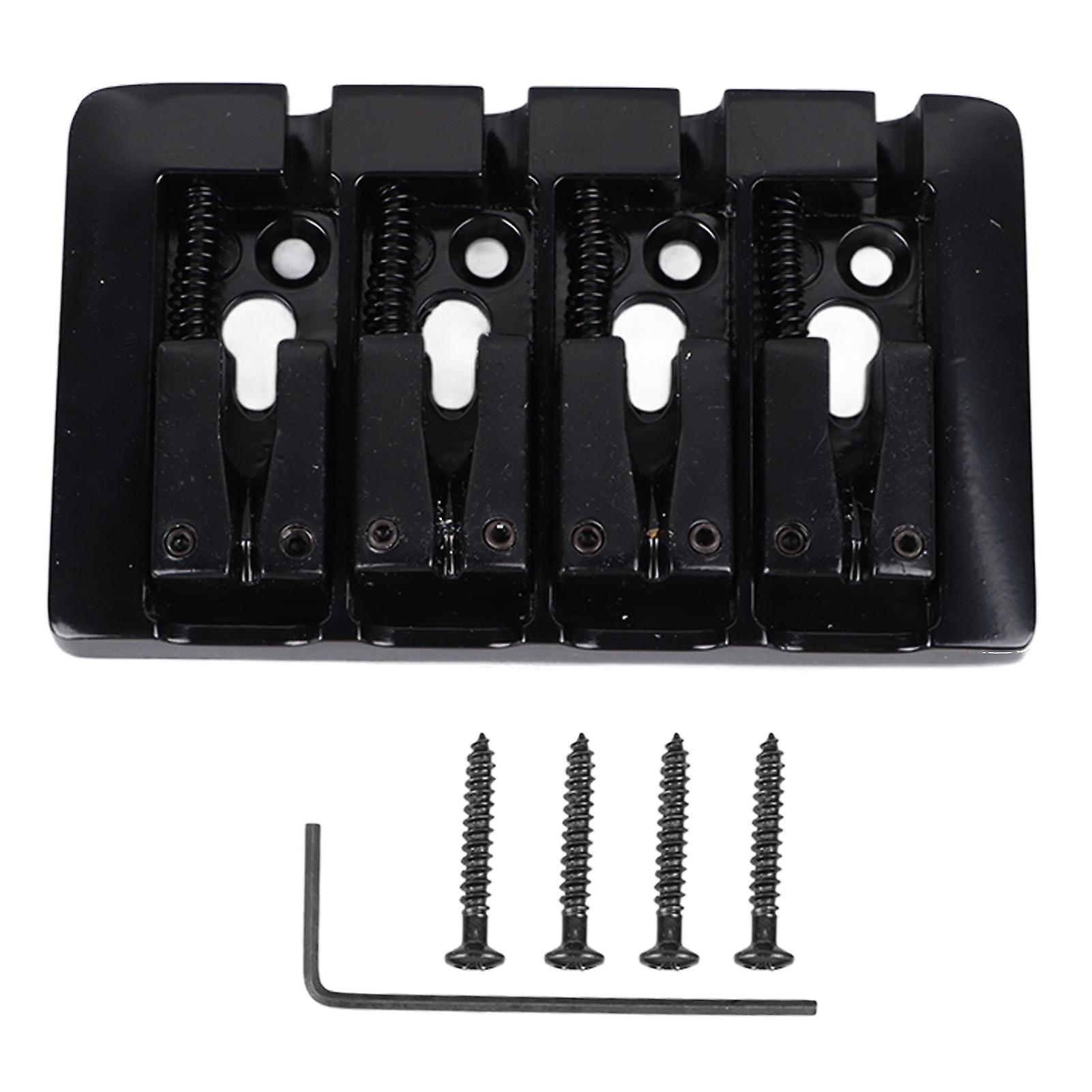 L Shaped Bass Bridge 4 String High Mass Metal Electric Bass Bridge Accessory for Musical Instrument Black