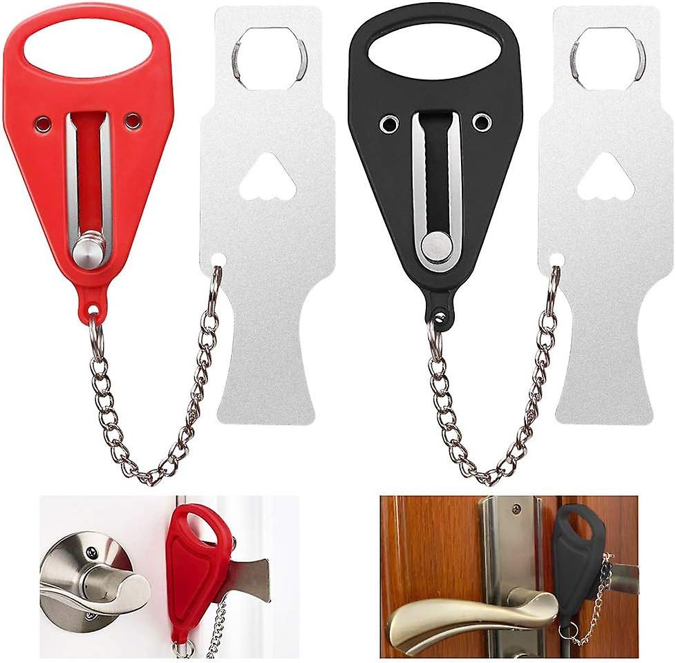 2-pack portable door lock with storage bag to improve home security