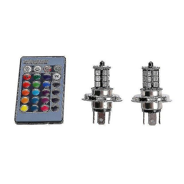 2 Pcs 9006 H4 Hb4 H7 H8 H9 H11 Universal Auto Rgb Atmosphere Lamp 5050 Led Lights Car Products Accessories With Remote Control