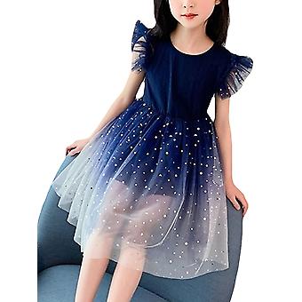 Kids Flower Girls Gradient Galaxy Star Moon Tutu Tulle Princess