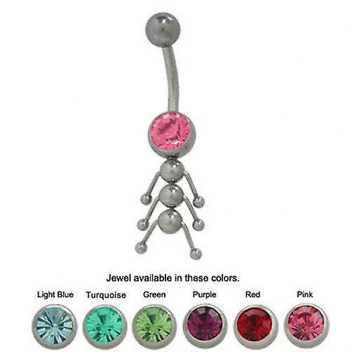 Caterpillar belly button ring with cz jewel