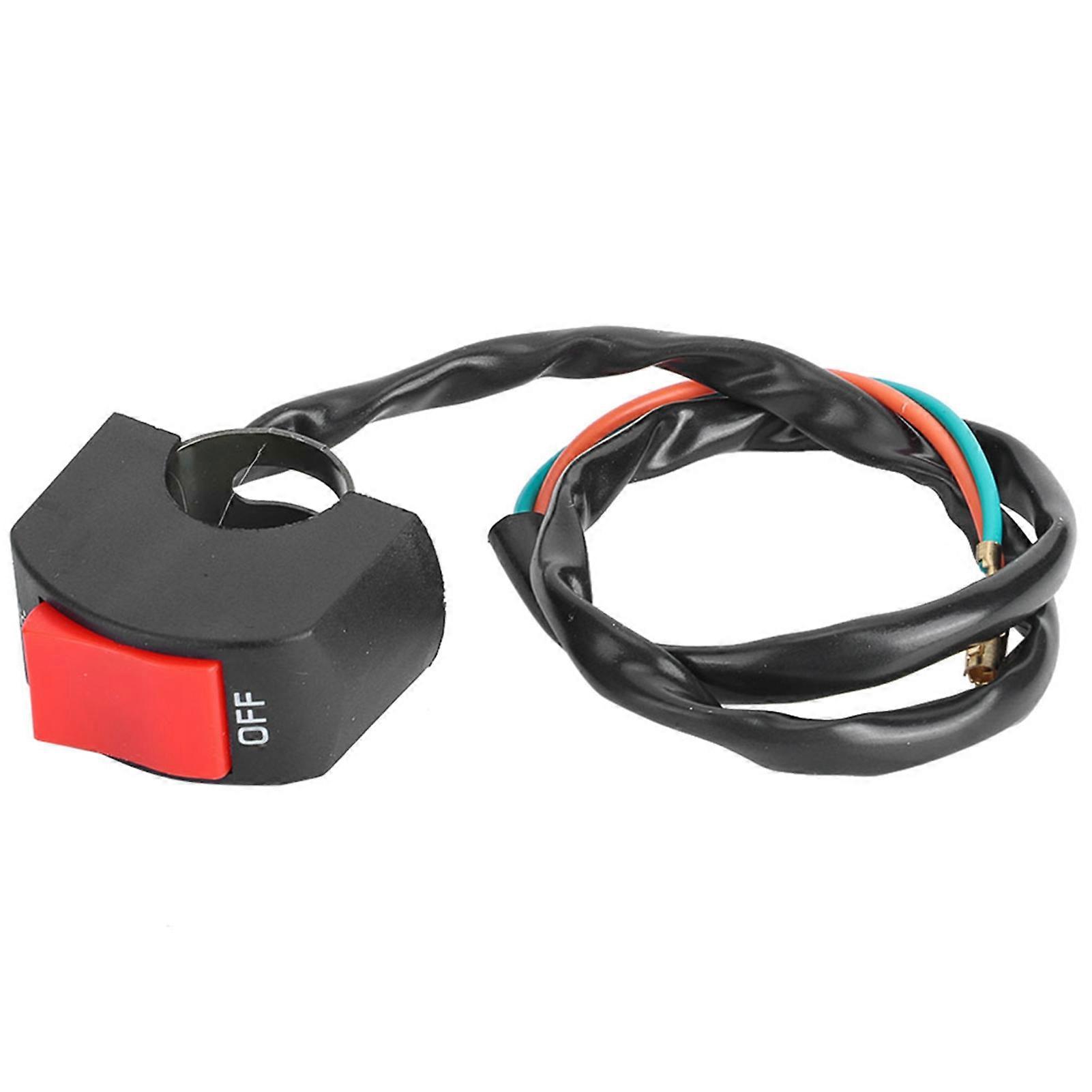 TKSE Motorcycle Handlebar Headlight Switch, 7/8inch Handlebar Mount LED On/Off Switch with Button (red button)