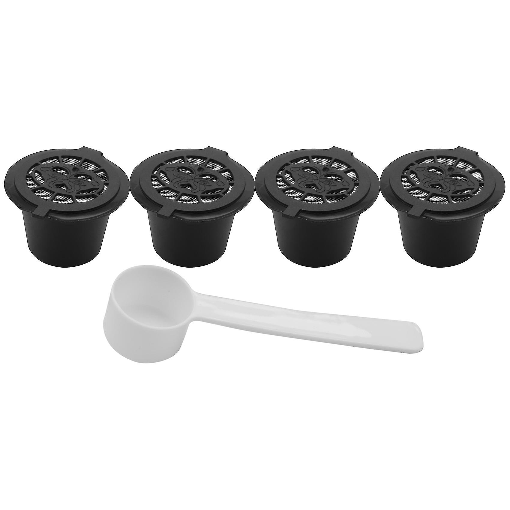 4x Refillable Reusable Coffee Capsules Pods For Machines Spoon
