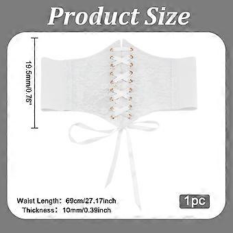 White Vintage Lace-up Elastic Wide Corset Waist Belt for  display picture 3