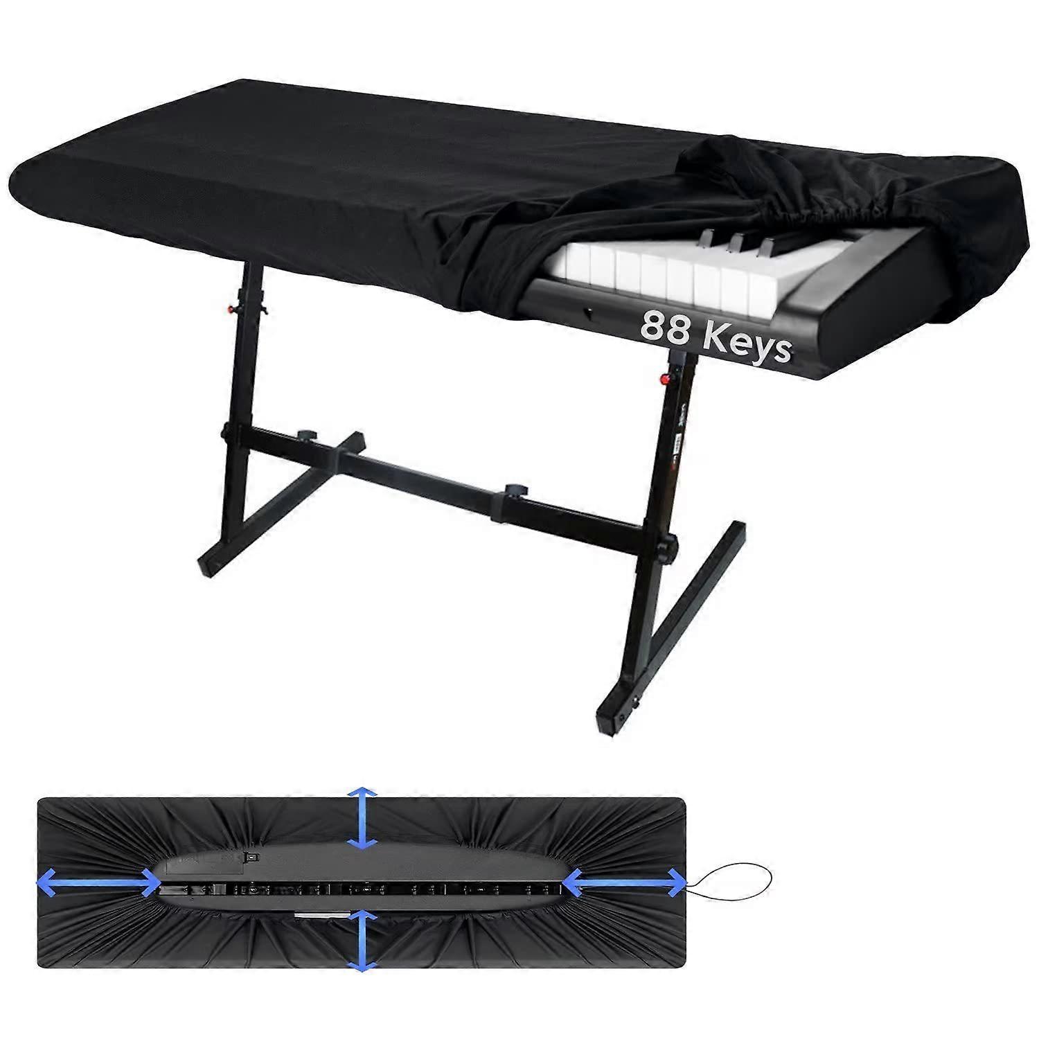Piano Keyboard Dust Cover, 88 Keys Piano Music Keyboard Dirt Proof Cover Stretchy Electronic Keyboard Piano Cover,134*32*12cm,black