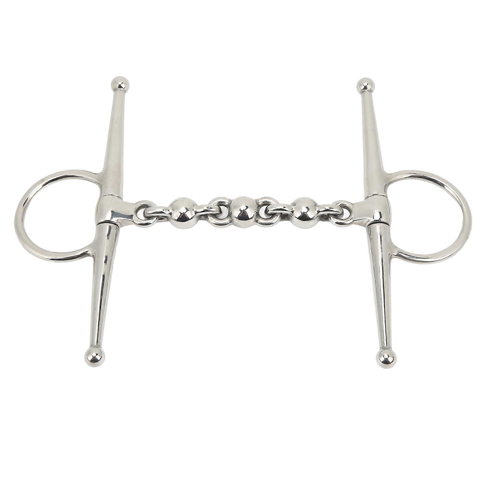135mm Stainless Steel Horse Mouth Bit Horse Mouth Riding Full Cheek Snaffle Bit with Ball Chain NO.8268