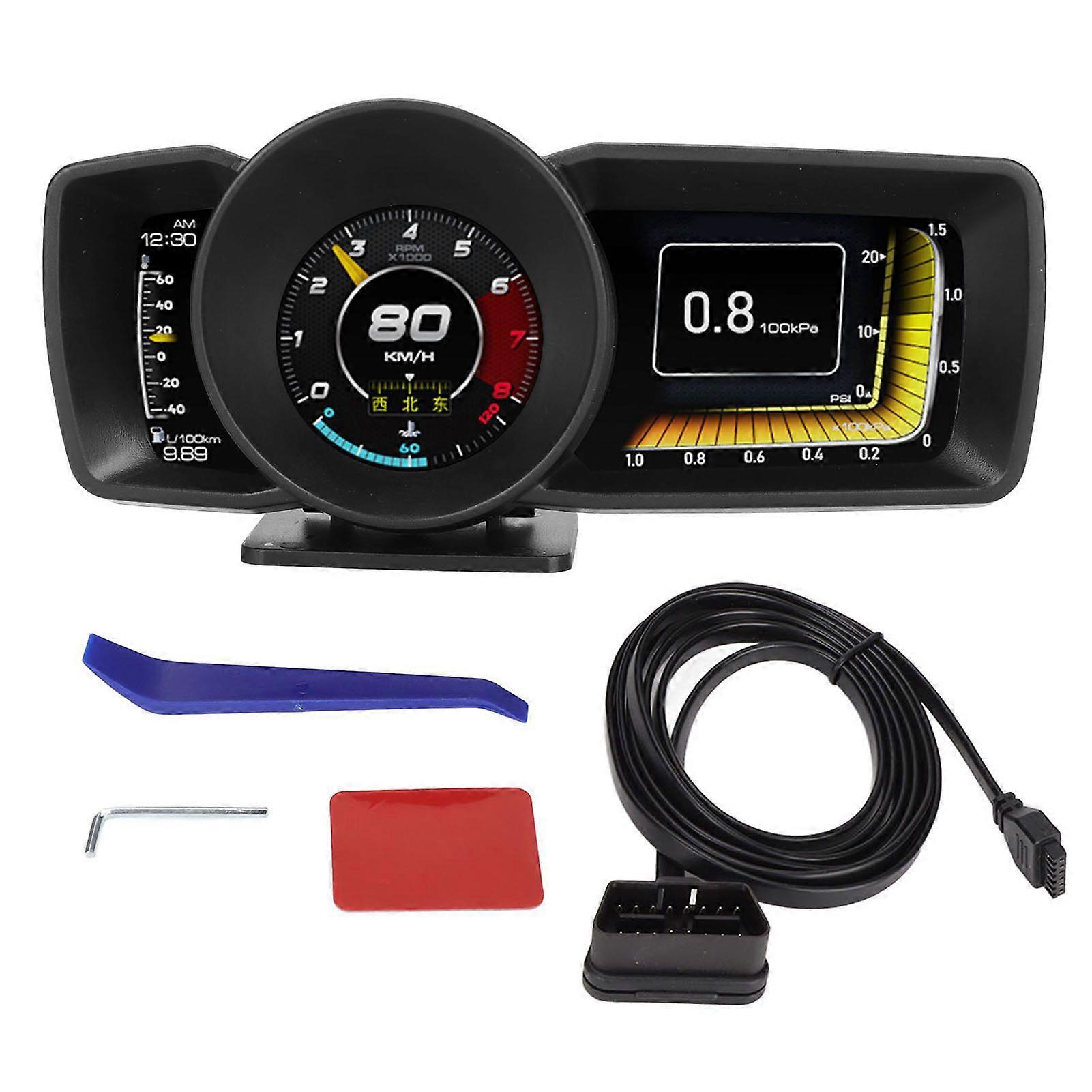 Car HUD OBDII GPS 3 LCD Screen Overspeed Alarm Multifunction Clear Universal for Vehicles NO.5434