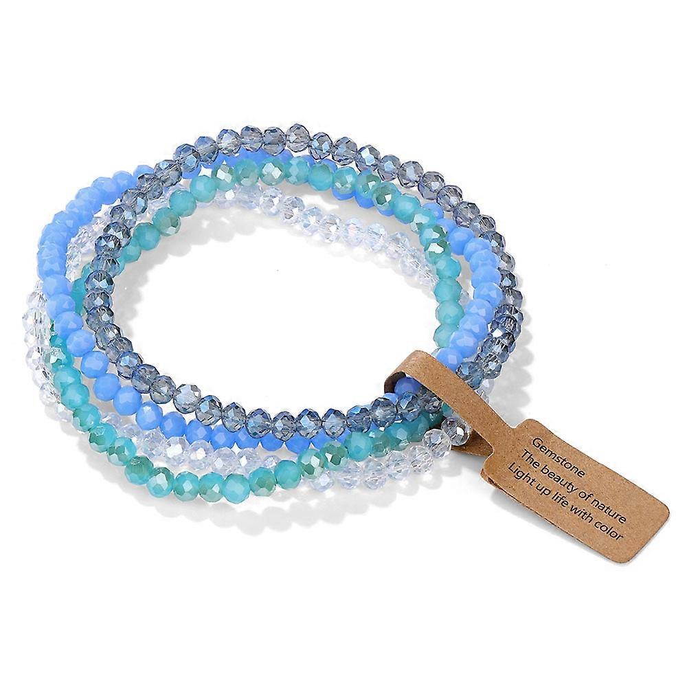 Bracelet Set - Electroplated Agate & Glass - Natural Blend, Stylish