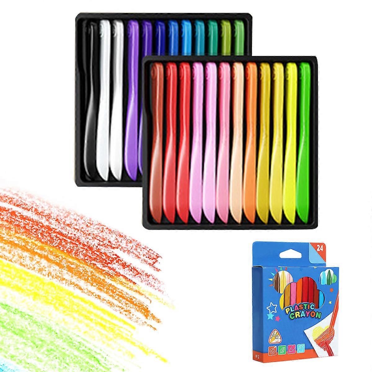 24 PCS τριγωνικά κραγιόνια, κιτ ζωγραφικής οργανικών χρωμάτων παιδιών, χωρίς βρώμικα κραγιόνια χεριών, δώρο για παιδιά ηλικίας 3 ετών και άνω και αρχάριους τέχνης
