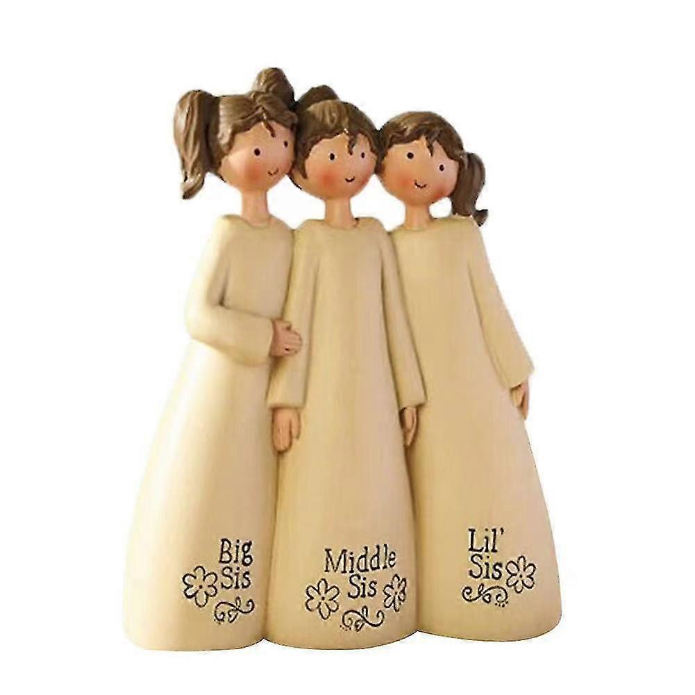 Cute colorful resin sculpture symbolizing friendship, warm table decoration, simple three sisters shape and letters suitable for office desk, garden,