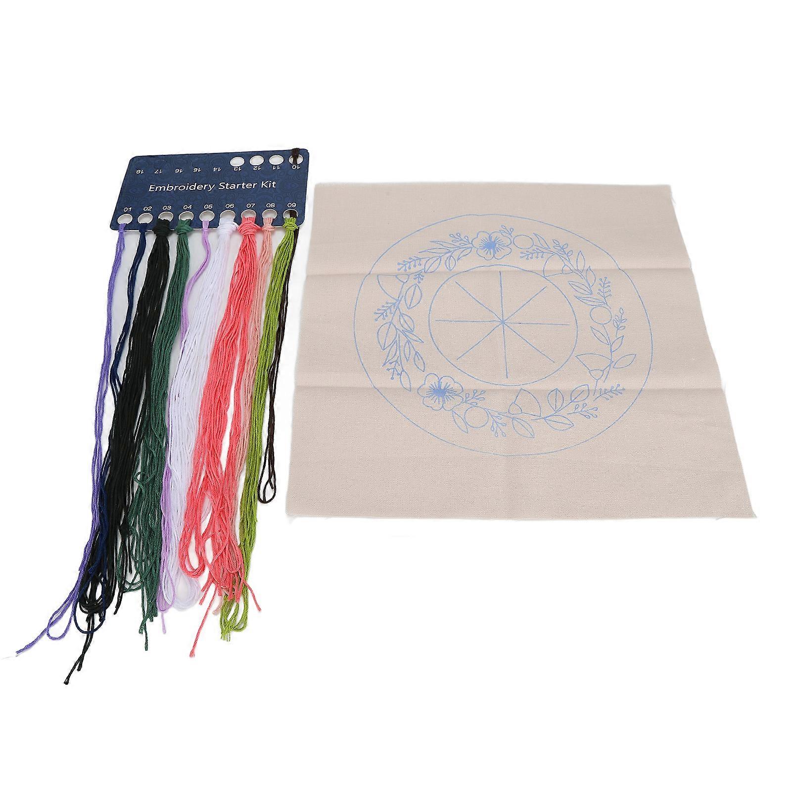 Embroidery Kit for Beginners Multi-Purpose DIY Wreath with Colorful Exquisite Patterns