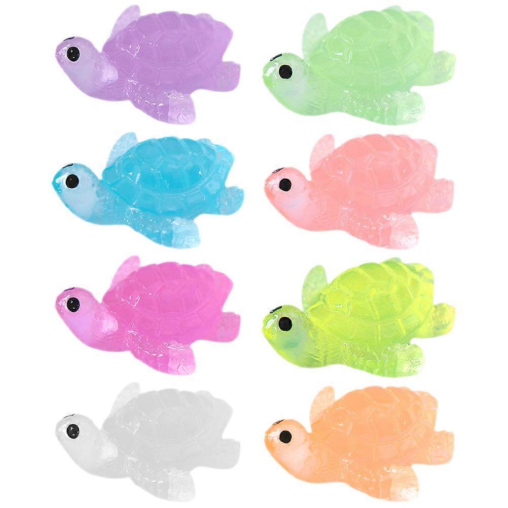 8pcs Microlandscape Turtle  Figurine Cartoon Turtle  Decoration Luminous Turtle Decoration
