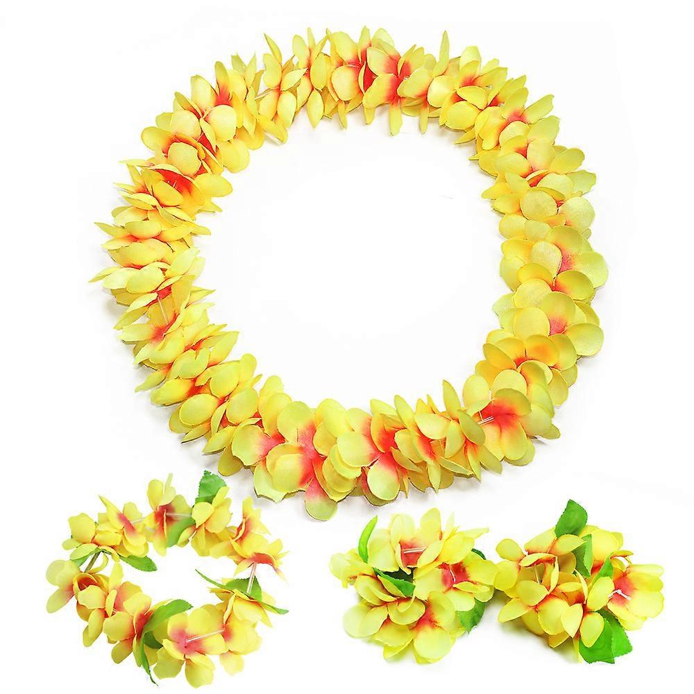 4 stuks Hawaiiaanse Leis met groene bladeren voor afstuderen dansfeest, foto Prop in openlucht