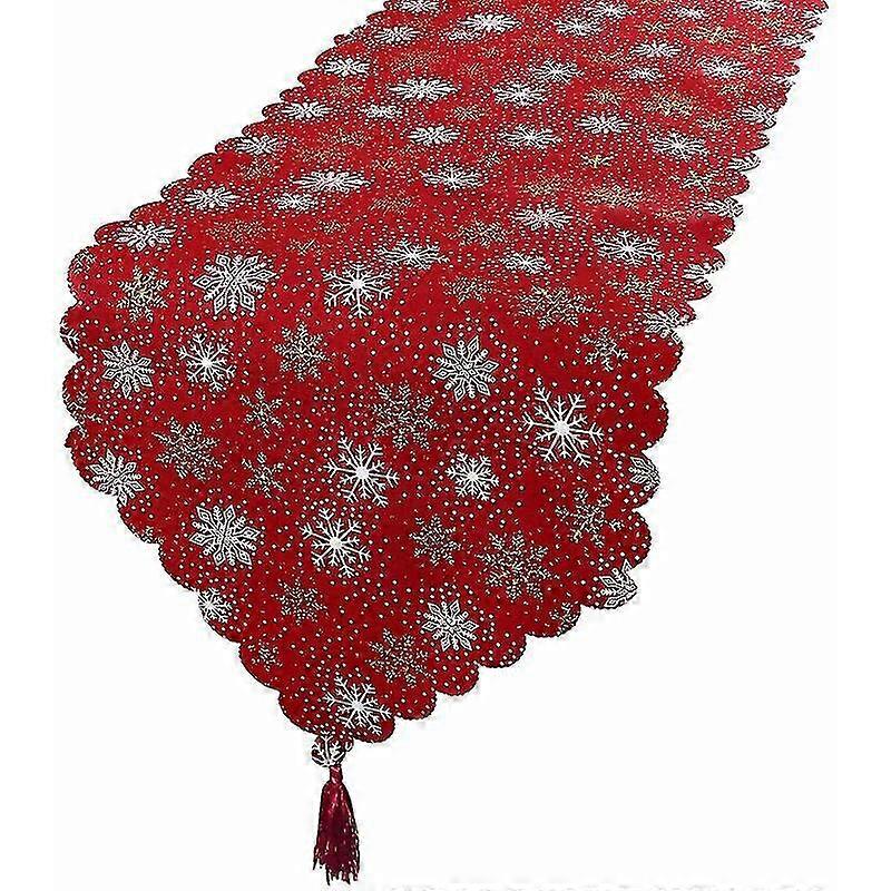 Linen Christmas Table Runner Snowflake Printed Tablecloth Christmas