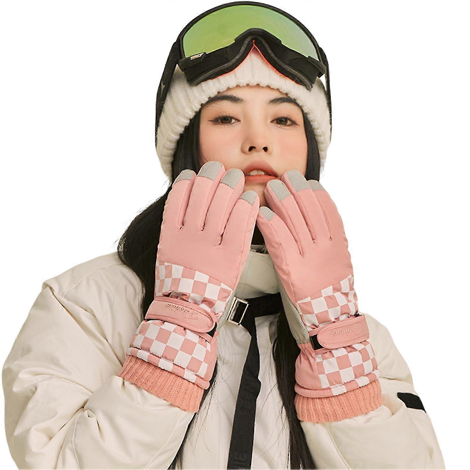 Cycling Warm Snow Gloves Thick Soft Faux Rabbit Plush Edge For Cold Weather Outdoor Skiing And Cycling