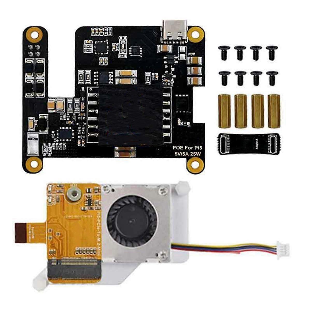 Voor 5 POE met PD-triggeractivering Type C PCIe-M.2-NVMe-SSD Power Ethernet 802.3af/At met koeler