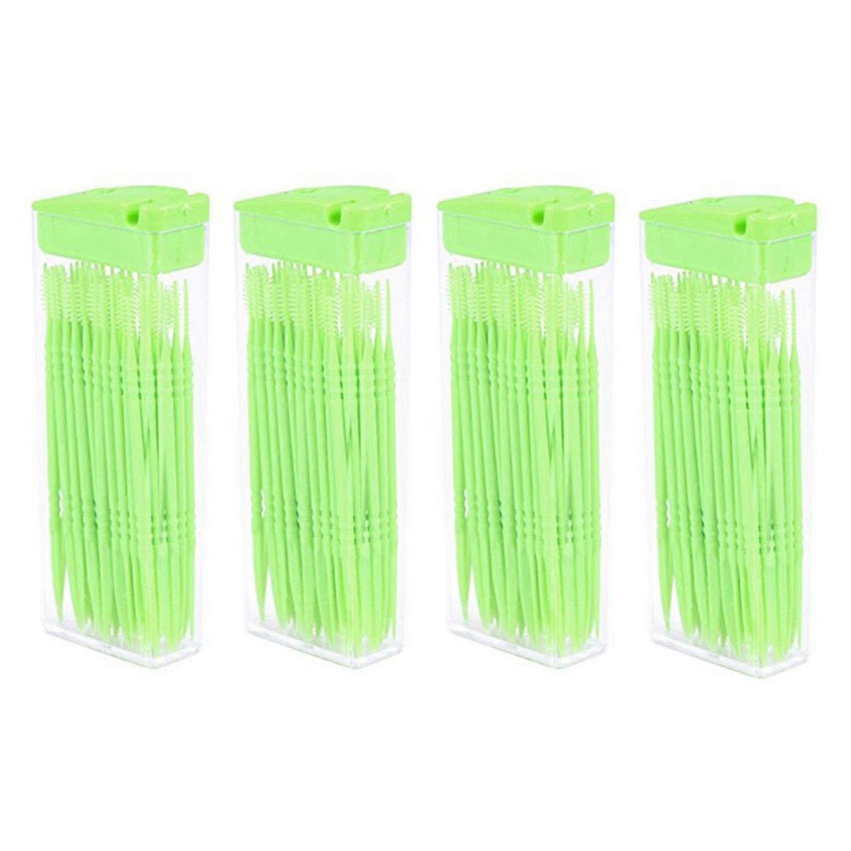 200 pcs plastic toothpicks 2 way tooth picks interdental random color