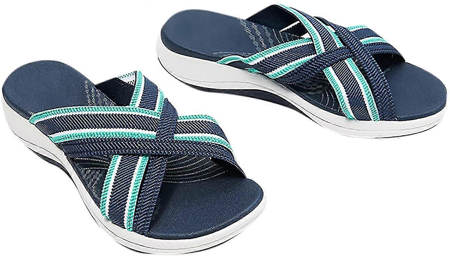 product up-gradation-stretch cross orthotic slide sandals woman sandals summer slippers (blue)