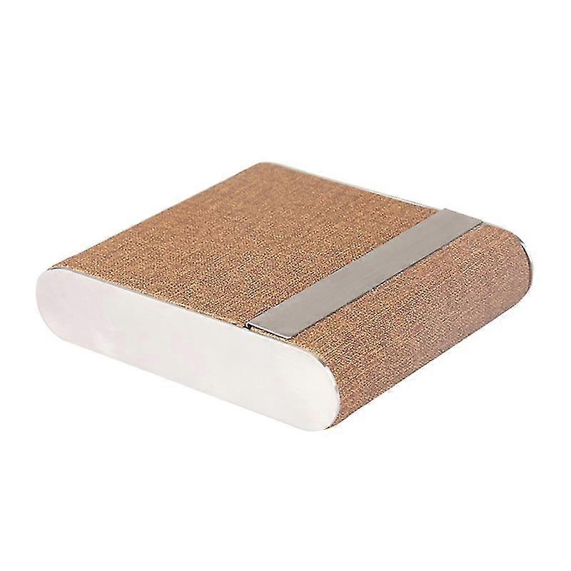 cigarette case alloy frame and leather cover magnetic closure(beige)