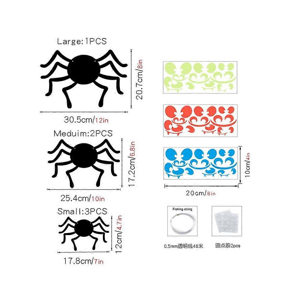 Enfeites de Halloween de morcego Abóbora Aranha Gato Bruxa Fantasma Adesivos Com Linha De Pesca E Cola De Pontos DIY Olhos Brilhantes Com Cola De Pontos