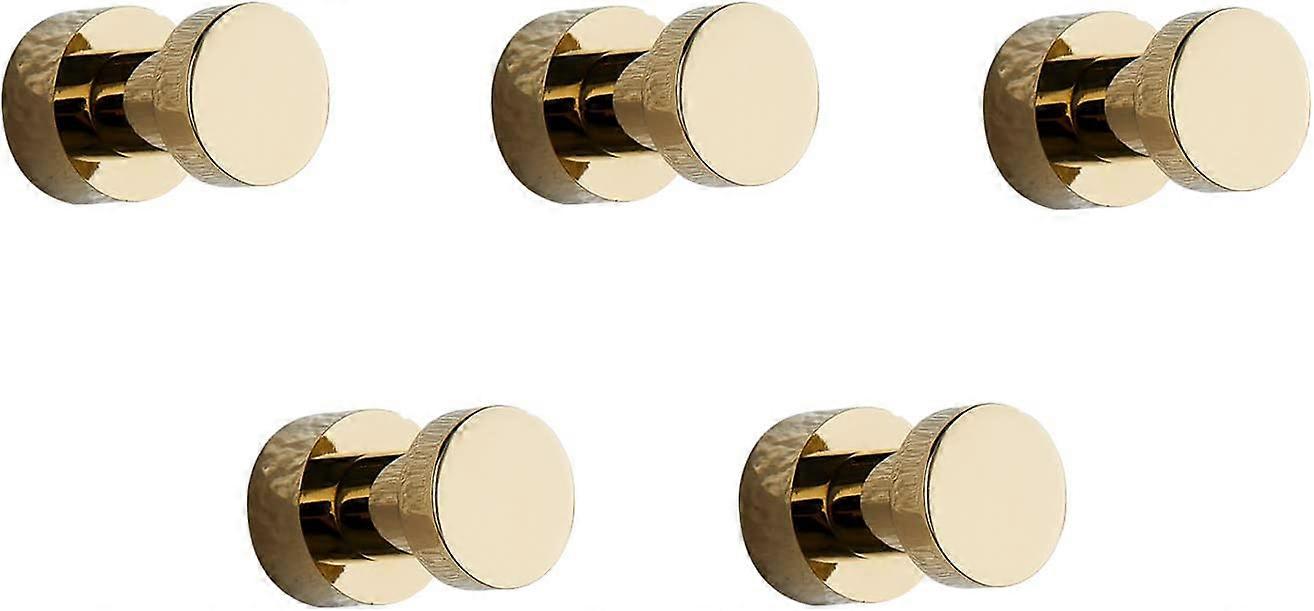 Coat Hooks Wall Mounted, Heavy Duty Sticky Hooks, Gold Wall Hooks, Towel Hook for Bathroom Kitchen Door Closet Cabinet Brass 5pcs)