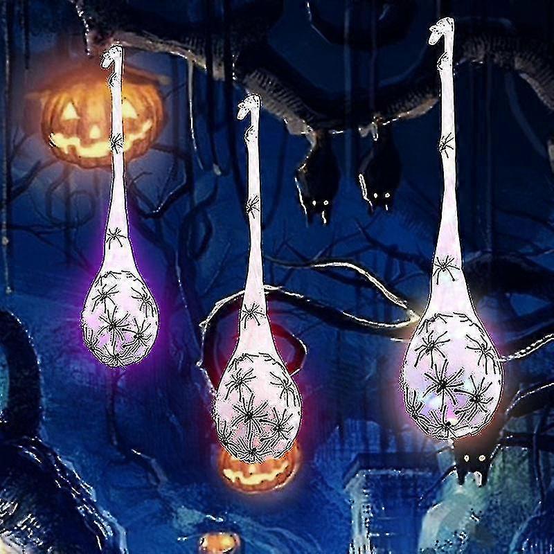Exquisite Hanging Cobweb Lamp Halloween Hanging Glowing Spider Web Ornament, Spider Web Egg Ornament