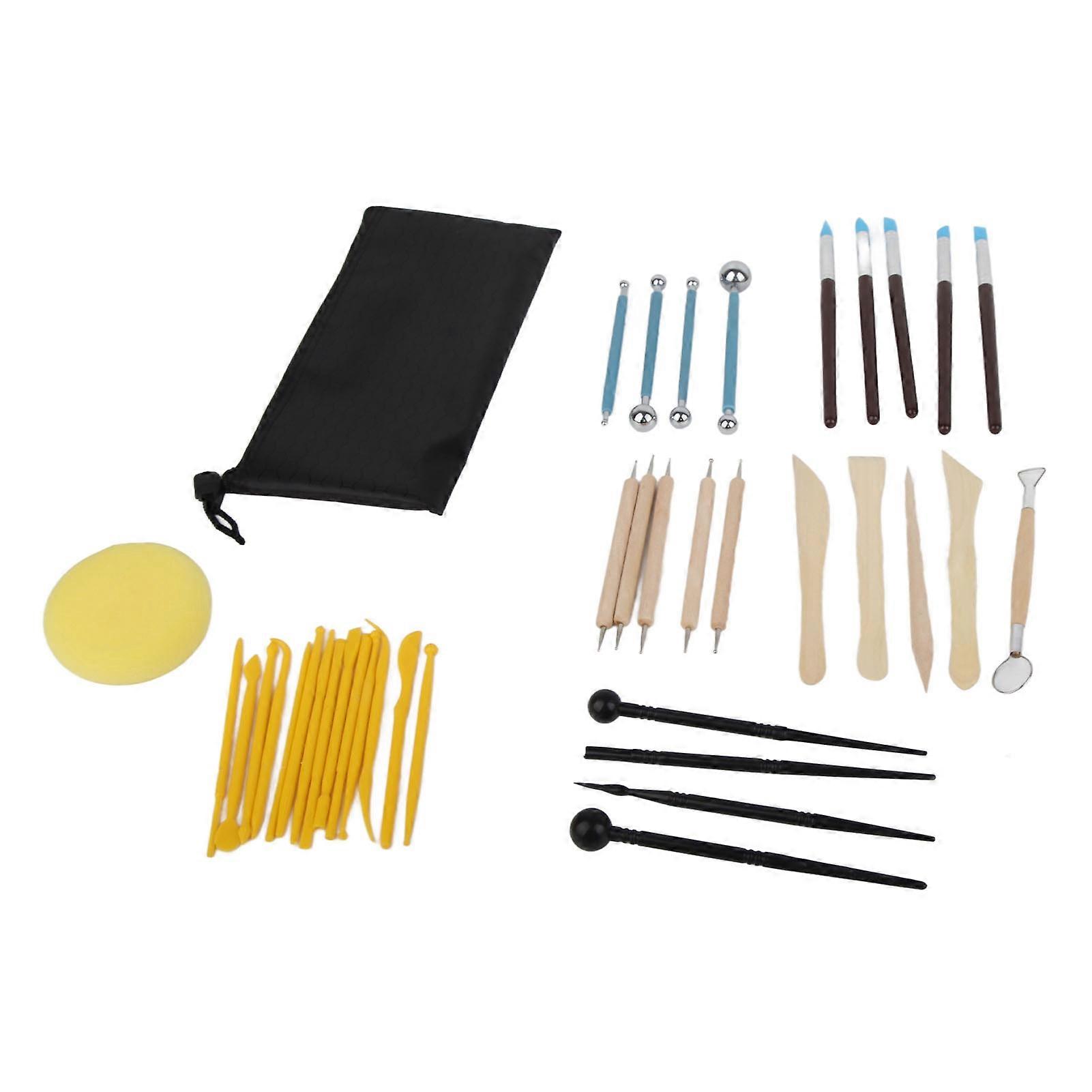 38pcs Clay Sculpting Tool Kit with Bag Lightweight Pottery Tools Kit for Adults Kids Pottery Craft Carving Drawing Shaping