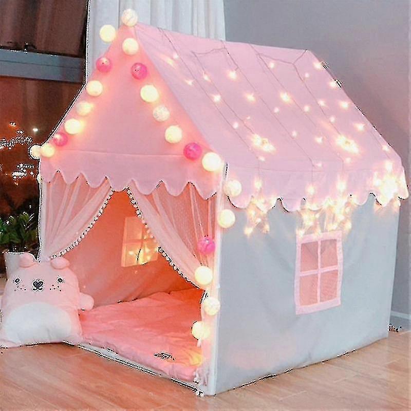 Kids Play Tent, Playhouse, Kids Big Play Castle Fairy Tent Cotton Tent With Led Snow Lights Gifts For Girls And Boys