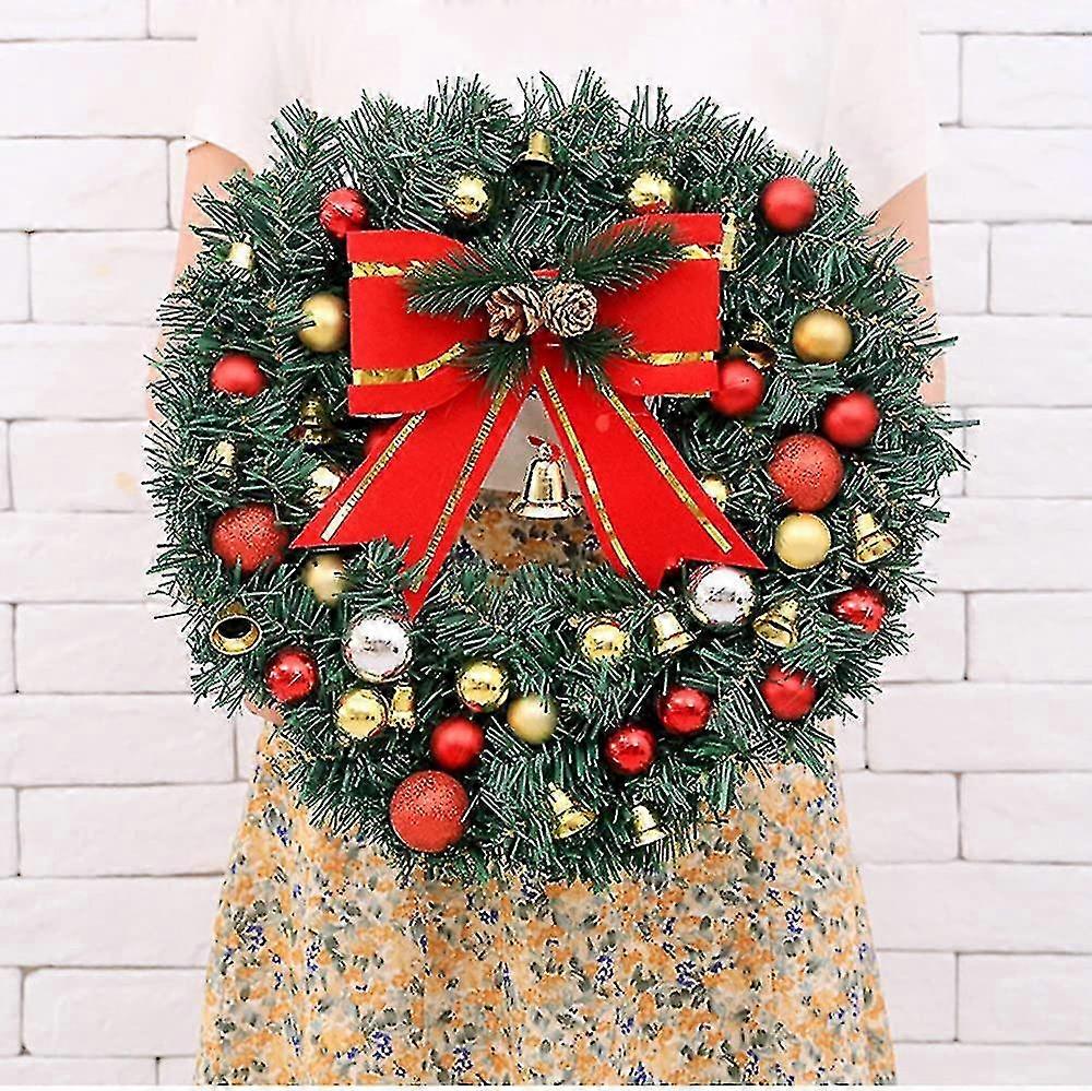 Corona de Navidad de 30 cm con luces Decoraciones navideñas preiluminadas  Puerta de entrada Guirnalda de, image size:1000x999