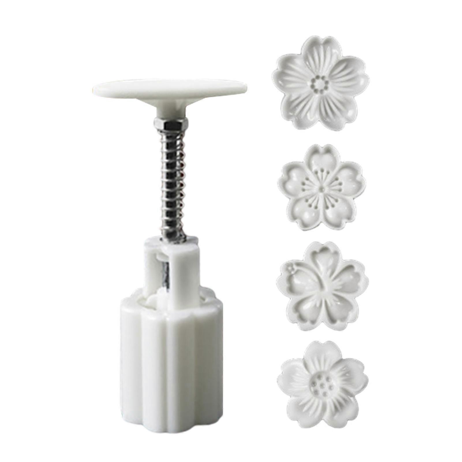 3D Flower-Shape Moon Cake Mold Set Reusable Pastry Biscuits Dessert Mold for Baking