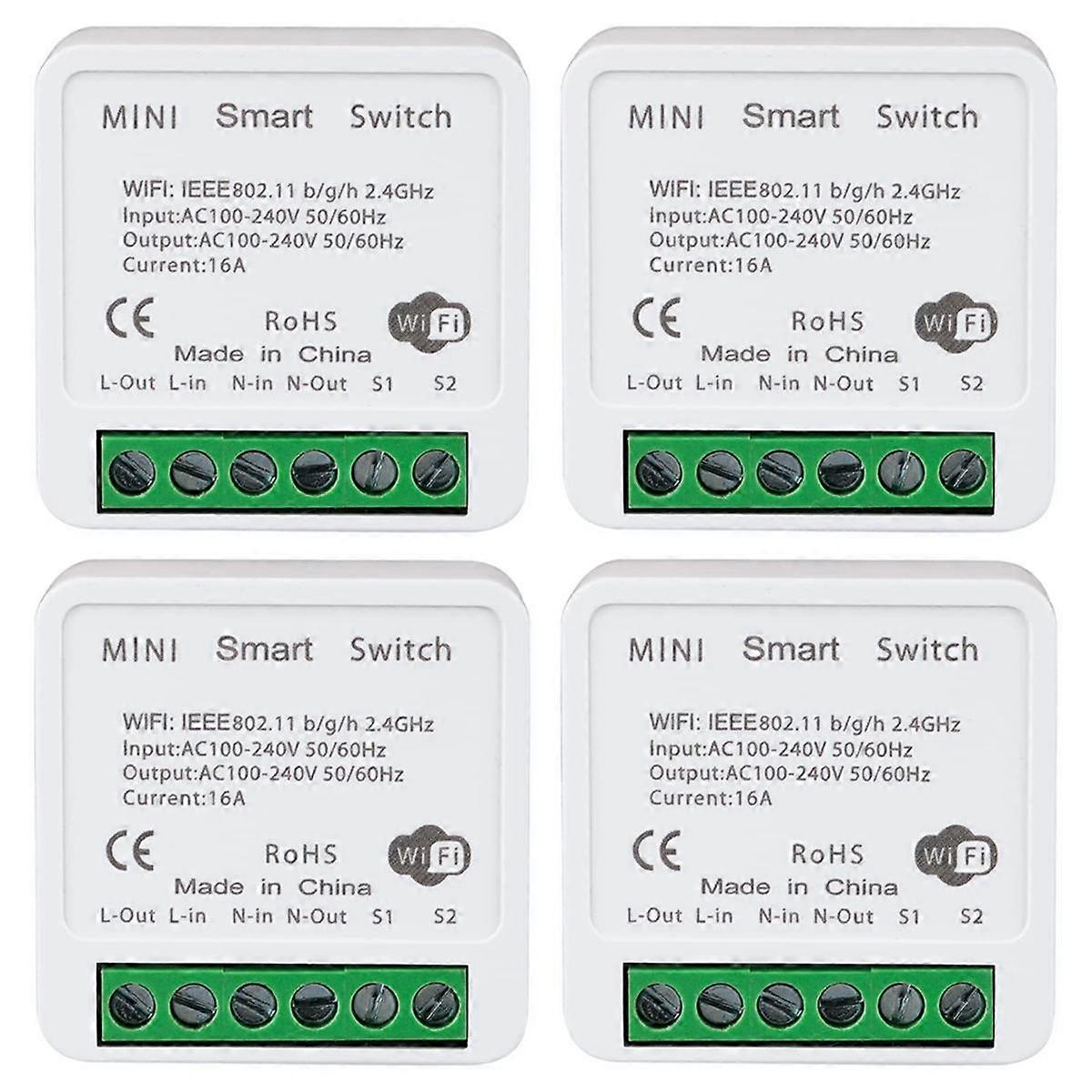 4PCS WiFi Smart Switch Light Switch, APP Remote Control, Voice Control, DIY Mode, Timer Function, L