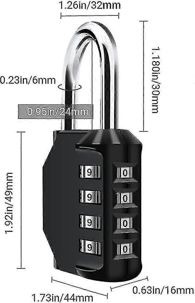 Padlock Combination Lock Pack Of 2 4-digit Combination Lock, Padlock