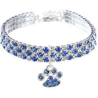 Pet Collar With Diamonds, Adjustable Crystal Diamond Elastic Heart Claw Pendant Wedding Cat And D