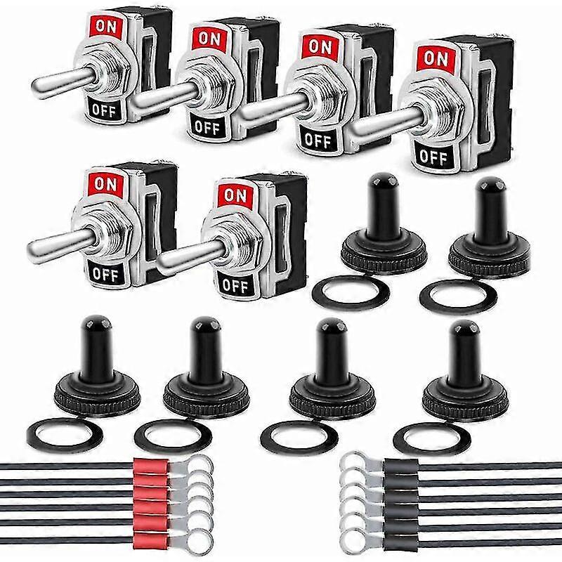 6pcs Waterproof Toggle Switch, Auto Toggle Switches,ac 250v 6a On-off 2 Pin 2 Position Switch With Pre-wired, Metal Toggle Switch For Boat Auto Truck