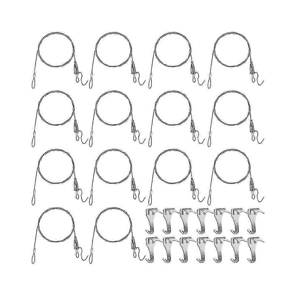 Sturdy Picture Rail Hanging System 88 Lb (40 Kg) Max Load Capacity Adjustable Wire Hooks Kit 3ft Le