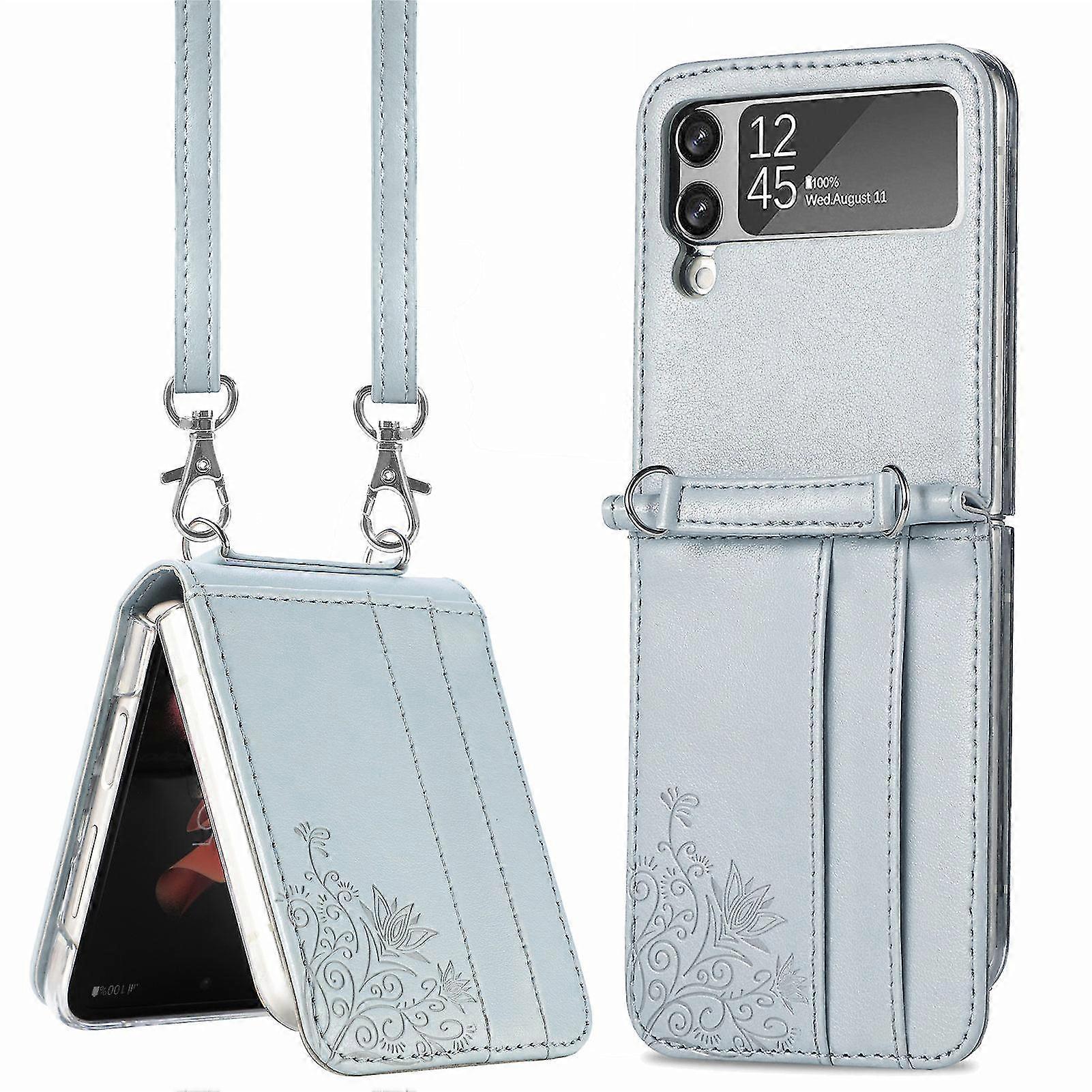 Compatible With Samsung Galaxy Z Flip 3 Case Satchel Style Leather Phone Case-gray