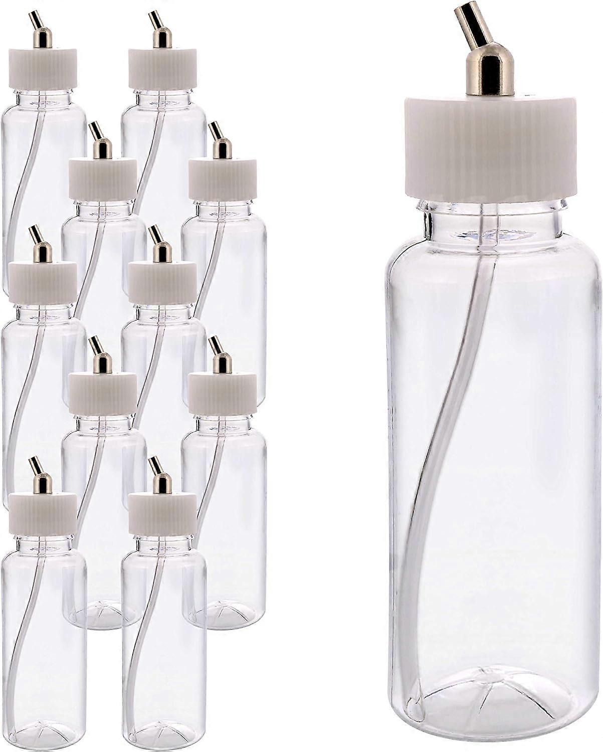 10pcs Empty 3.4-Ounce (100cc) Plastic Jar Bottles with 30 Down Angle Adaptor Lid Assembly - Fits Dual-Action Siphon Feed Airbrushes