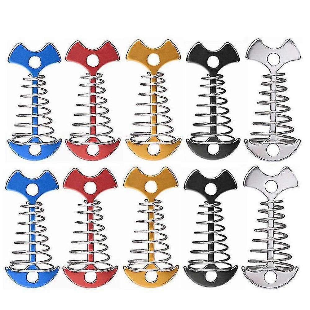 10pcs Adjustable Plank Floor Spring Fishbone Anchor Tent Pegs Buckle Outdoor Awning Deck Fixed Nail