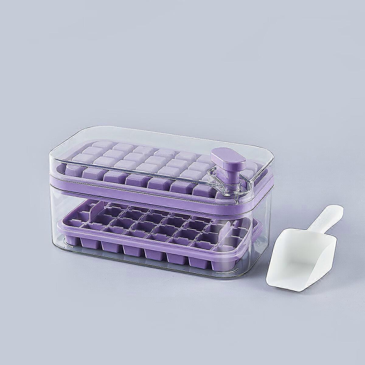 Ice mold, household refrigerator, ice storage box, homemade ice cube, food grade, press ice cube, freeze ice cube, one button to deice 1 piece of purp