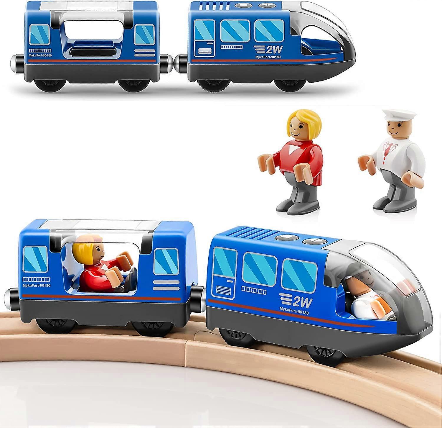 Battery Powered Locomotive Train - Train Set Compatible with Thomas, Brio, Chuggington Trains and Wooden Tracks (Not Included) - Blue