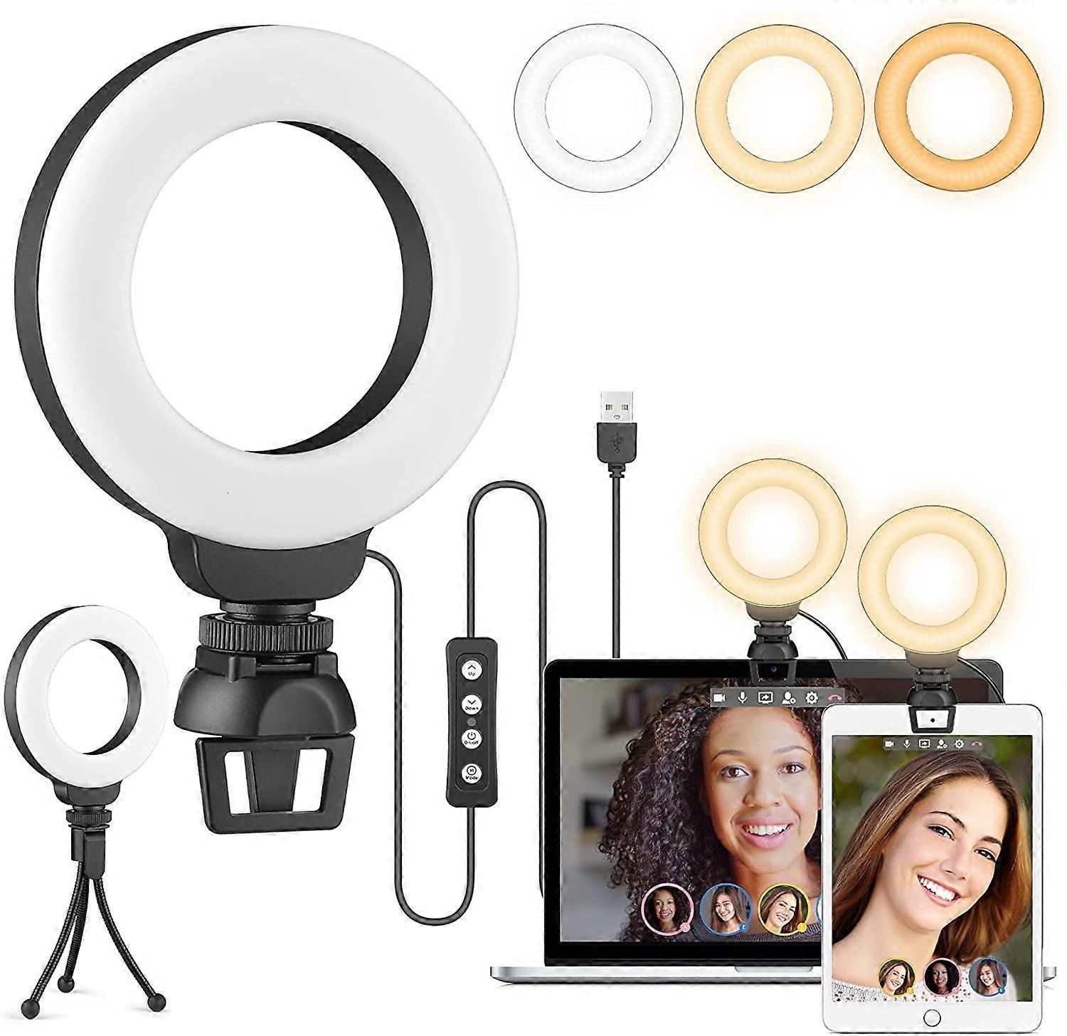 4" ring light, suitable for laptops with bracket (not including mobile phones, computers)