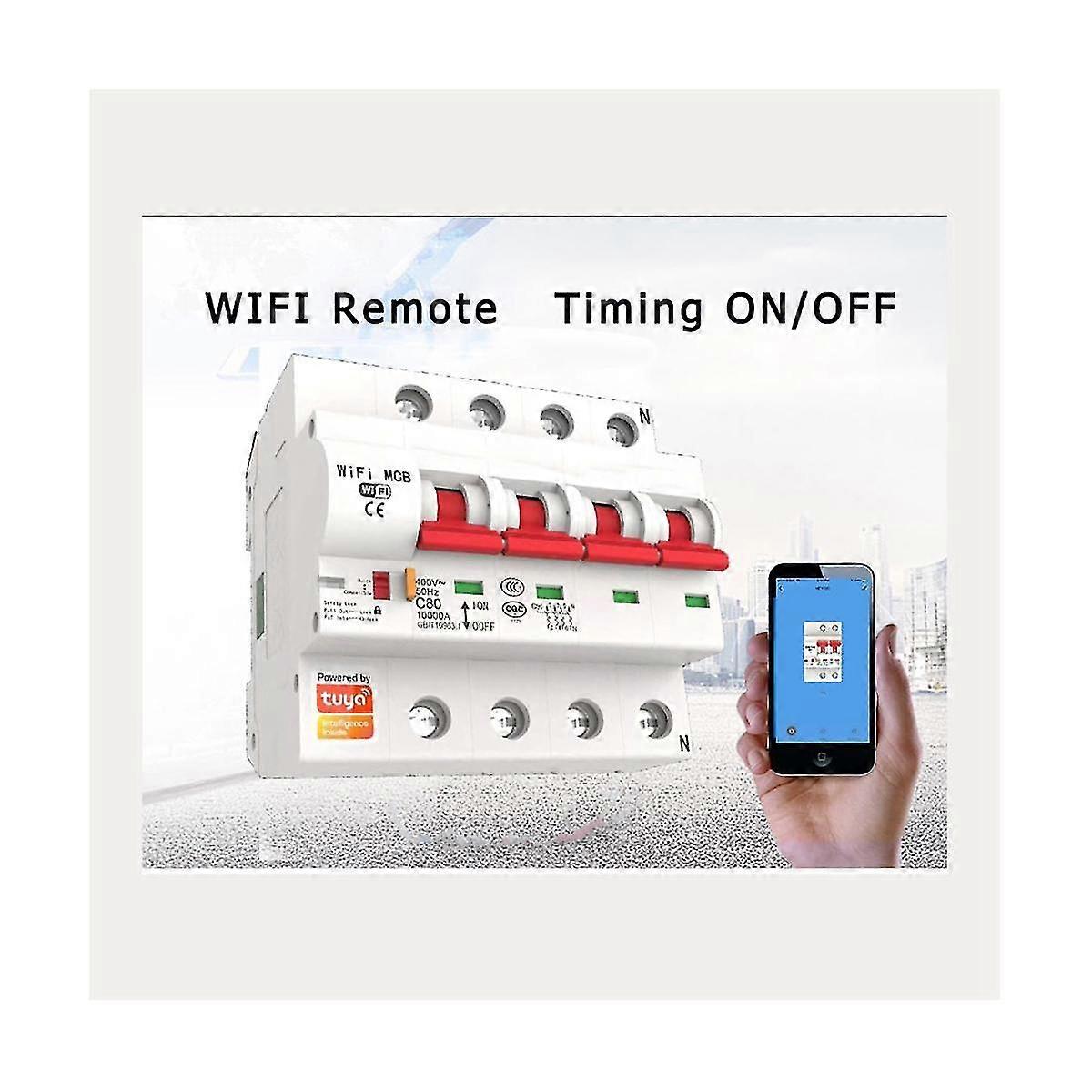 Tuya Smart Circuit Breaker 80a Wifi Smart Circuit Breaker Automatic Switch Overload Short Circuit P
