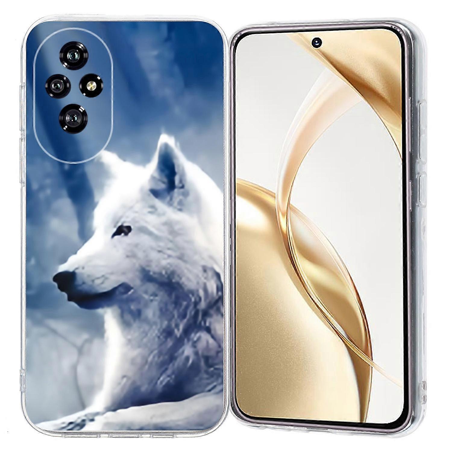 For Honor 200 5G Case Pattern Printing Shockproof Soft TPU Phone Cover - White Wolf