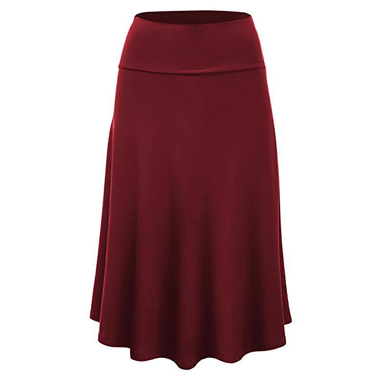 Dam Solid Ombre Lätt Flare Midi Pull On Stängning Kjol S-XXXL Plus Size